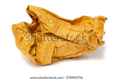 Lump crumpled paper in white background.