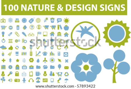 100 nature & design signs. vector
