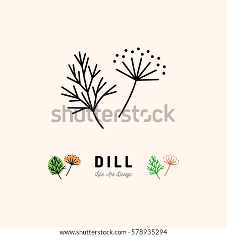 Dill icon Vegetables logo, Dill flower and Fennel, Spice. Thin line art design, Vector outline illustration Royalty-Free Stock Photo #578935294