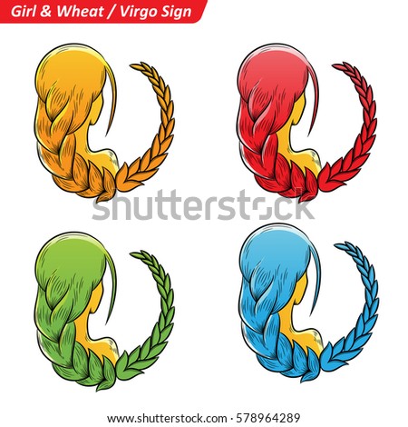 Vector Illustration of Colorful Virgo Astrological Zodiac Star Signs Sketch