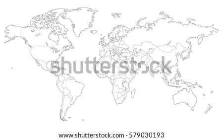 High quality Outlined vector map of the world with only straight lines 