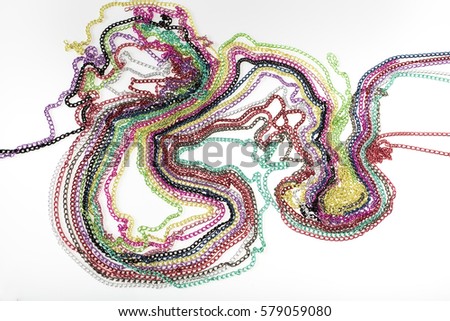 Multi-colored metal chain isolated on white. Abstract  background for your design