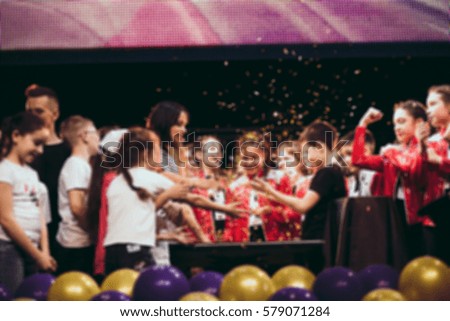 Blurred background : Bokeh lighting in concert with audience, Music showbiz concept