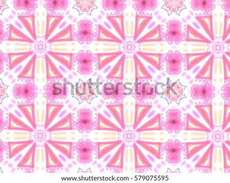 A hand drawing pattern made of pink and orange on a white background.