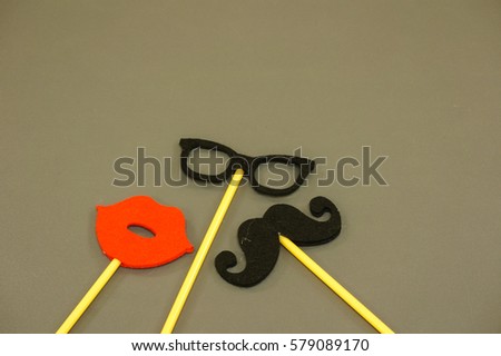 Wedding photo booth props isolated on black background