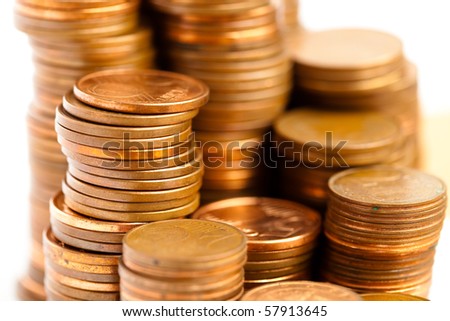 euro cents pile