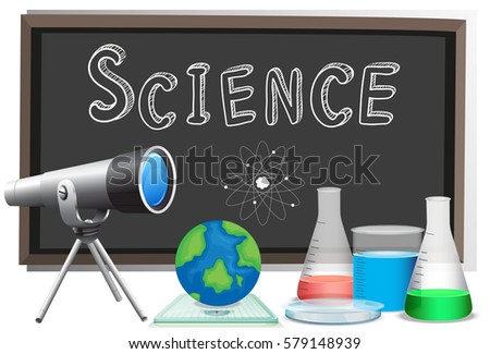 Word science on blackboard illustration