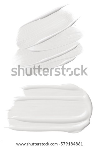 white cream splodges on white  Royalty-Free Stock Photo #579184861
