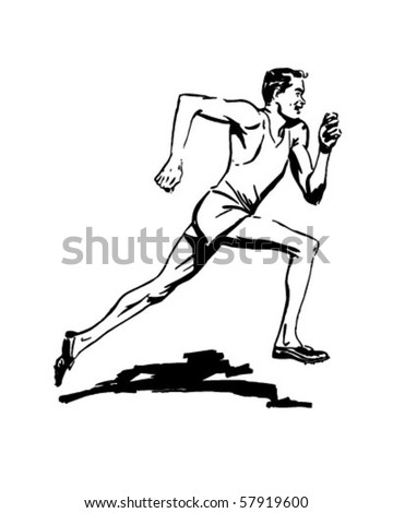 Sprinter - Track And Field Athlete - Retro Clip Art