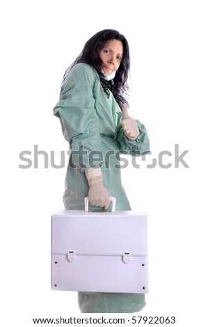 Nurse in uniform with first aid kit