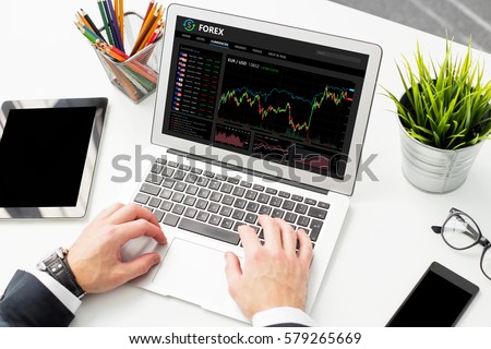 Person using Forex trading software Royalty-Free Stock Photo #579265669