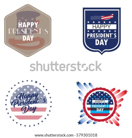 Set of president day stickers on a white background, Vector illustration