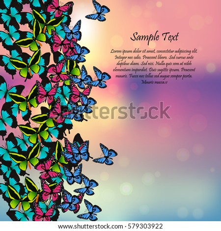 Very high quality original trendy vector illustration of a spring background with butterflies. Frame for decoration,