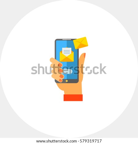 Smartphone with Emails in Hand Vector Icon
