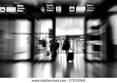 Woman leaving the airport