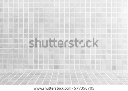 Perspective tiles floor deck overlook the white tile background. Services include product display  template