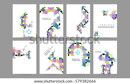 Memphis Geometric background Template for covers, flyers, banners, posters and placards, may be used for presentations and books, EPS10 vector illustration