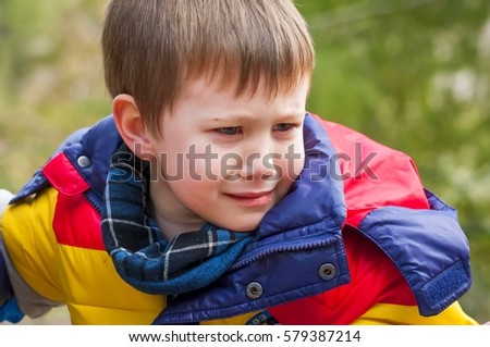 Little Caucasian child crying in a protest. Capricious child illustration. Child education, kid upbringing, educational role, parents and children. Child tantrum concept image.