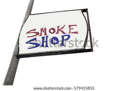 Isolated SMOKE SHOP sign.