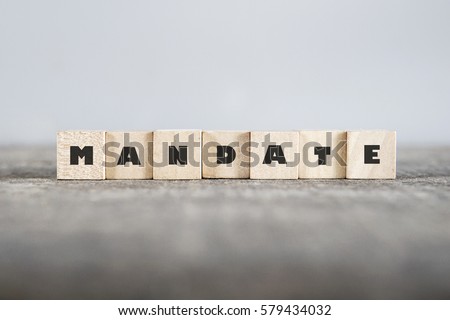 MANDATE word made with building blocks