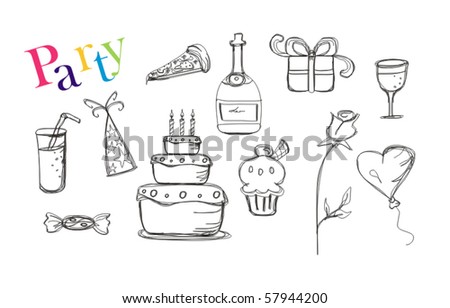 Set of Party doodles