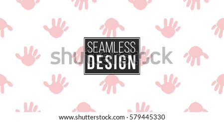 Modern kids soft colored seamless pattern with hand print. Hand drawn graphic with tender cute minimalistic scandinavian cartoon elements isolated on white background