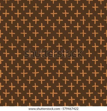 Seamless chocolate brown hand drawn dense cross pattern vector