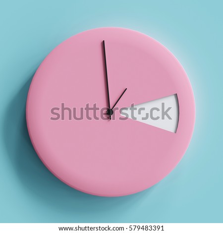 Pink clock 1.00 am on blue pastel background for copy space. minimal concept.