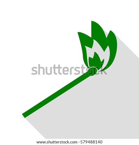 Match sign illustration. Green icon with flat style shadow path.