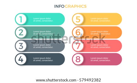Business infographics. Presentation with 8 steps, options. Vector design elements.