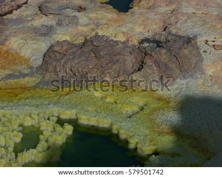 Mineral Deposits in Dallol Volcano in Danakil Depression, Northern Ethiopia