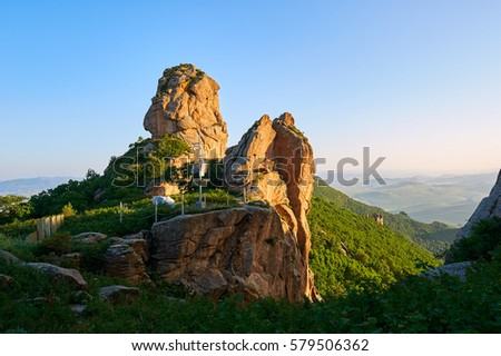 The landscape of Green hill park of  Hexigten World Geological Park.The photo was taken in Hexigten banner Chifeng city Inner Mongolia autonomous region, China.