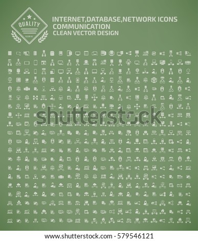 Internet and database icon set,clean vector