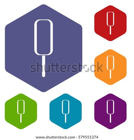 Ice Cream icons set rhombus in different colors isolated on white background