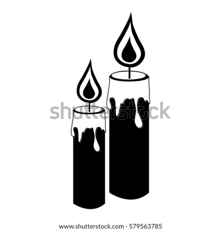 monochrome silhouette with pair of candles