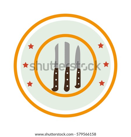 color circular frame with knife set