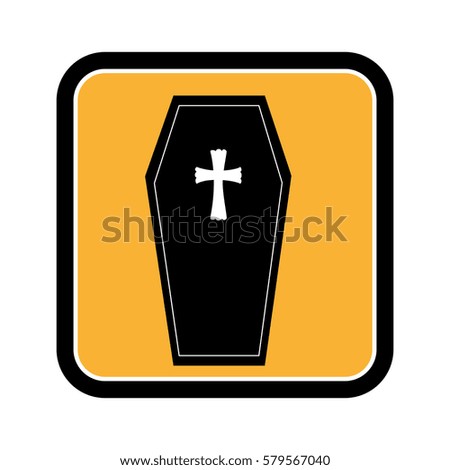 square frame of halloween with coffin