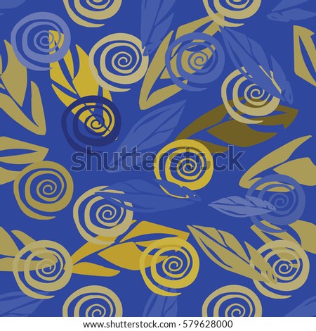 Seamless floral pattern with leaves and flowers.Vector illustration.