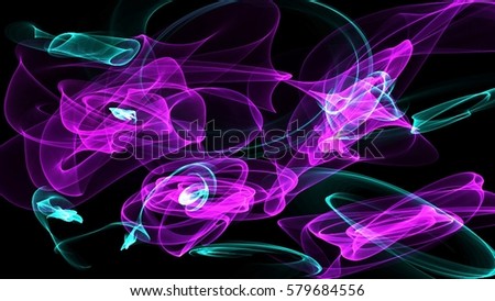 
3D illustration emotion of motion in space, energy, colors and shapes