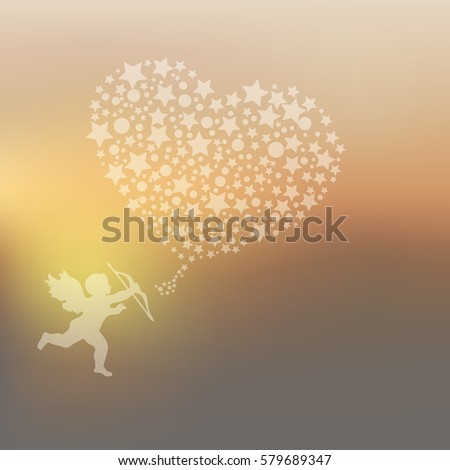 Valentine's Day Background with Cupid Shooting Hearts