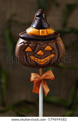 Chocolate Halloween pumpkin lollipop