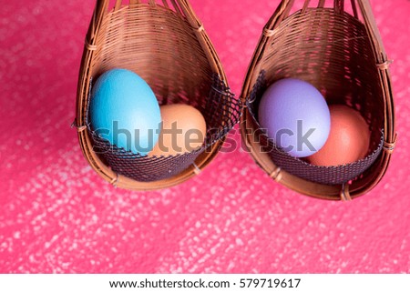 colorful easter egg in the basket