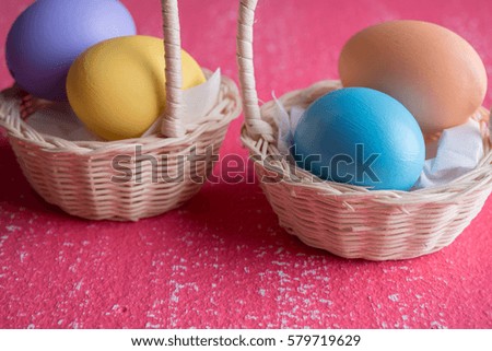 colorful easter egg in the basket