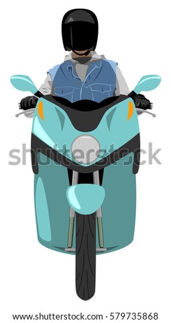 Color classic scooter front view isolated vector illustration