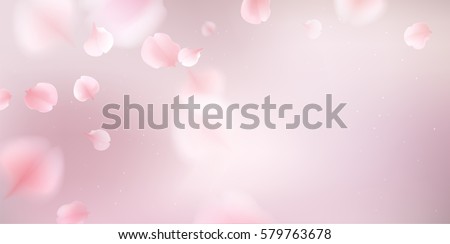 Pink sakura falling petals vector background. 3D romantic illustration