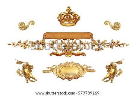Isolated golden detail France on a white background
