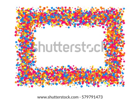 Colored frame isolated on white background. Colorful explosion of  confetti.  Flat design element. Vector illustration,eps 10.