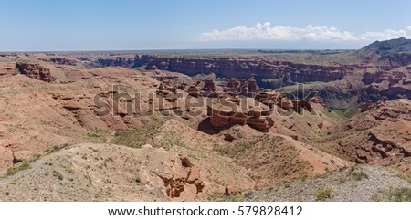 Charyn canyon in Almaty region of Kazakhstan. Beautiful view of the canyon 