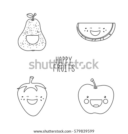 Line drawing fruits