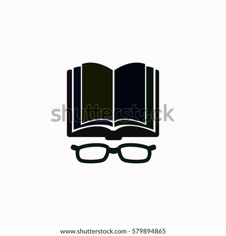 Open book with glasses  icon. Vector design.